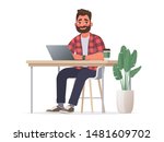 business man at the desktop... | Shutterstock .eps vector #1481609702