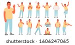 set of character of a young man ... | Shutterstock .eps vector #1606247065