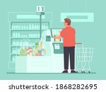 self service cashier in the... | Shutterstock .eps vector #1868282695