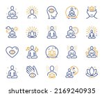 yoga meditation line icons....