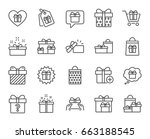 gifts line icons. set of... | Shutterstock .eps vector #663188545
