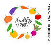 healthy food lettering with set ... | Shutterstock .eps vector #1317408662
