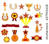 award icons set of trophy medal ... | Shutterstock .eps vector #637941628