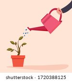 hand is watering home plant in... | Shutterstock .eps vector #1720388125