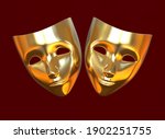 Golden Theatre Masks  Drama And ...