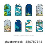 set of outline landscapes... | Shutterstock .eps vector #356787848