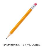 Yellow pencil on isolated white ...