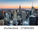 New york skyline at sunset