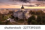Small photo of Aerial view of the South Carolina Statehouse at dusk in Columbia, SC. Columbia is the capital of the U.S. state of South Carolina and serves as the county seat of Richland County