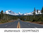 Bend, Oregon, USA. Cascade Lakes Scenic Byway, Three Sisters Mountains