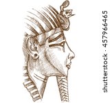 Gold Tutankhamon Mask Hand Drawn