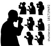 Vector Silhouette Of People In...