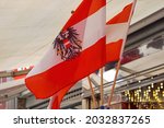 Two austrian flags with eagles