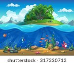 Cartoon Underwater World With...