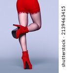 Beautiful Female Leg Red Short...