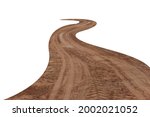 Red dirt road winding isolated on white background. This has clipping path.