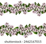 Lilac flowers and leaves in...