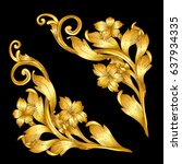 hand draw vintage gold baroque... | Shutterstock .eps vector #637934335