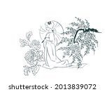 Woman Nature Flower View Vector ...