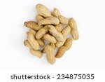Peanuts from above on white background