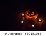 halloween pumpkin head jack o'... | Shutterstock . vector #580151068