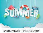 hello summer with decoration... | Shutterstock .eps vector #1408132985