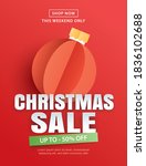 christmas sale with glass ball... | Shutterstock .eps vector #1836102688