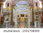 Small photo of ADMONT, AUSTRIA - OCTOBER07, 2019: Admont Abbey Library, part of Benedictine monastery in Styria. The library of Admont Abbey is one of the largest all-embracing creations of the late European Baroque