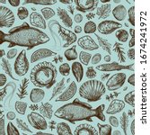 seafood seamless pattern.... | Shutterstock .eps vector #1674241972