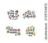oganic vegetables labels.... | Shutterstock .eps vector #1729724872