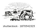 cows chewing grass on... | Shutterstock .eps vector #1870542325