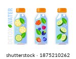 detox water in glass bottle... | Shutterstock .eps vector #1875210262