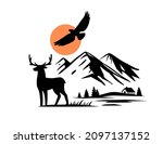 mountain landscape with house... | Shutterstock .eps vector #2097137152
