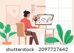 woman sitting at workspace... | Shutterstock .eps vector #2097727642