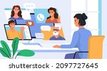 female working from home office ... | Shutterstock .eps vector #2097727645