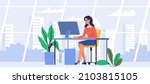 woman use pc desk with computer ... | Shutterstock .eps vector #2103815105