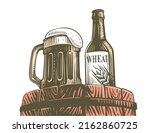 beer mug with bottle on old... | Shutterstock .eps vector #2162860725