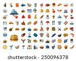 vector color food icons on... | Shutterstock .eps vector #250096378