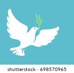 vector white dove icon on blue... | Shutterstock .eps vector #698570965
