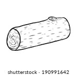 wood log / cartoon vector and illustration, black and white, hand drawn ...