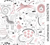 safari animals pattern  summer... | Shutterstock .eps vector #1062407678