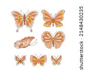 butterfly retro 70s 60s groovy... | Shutterstock .eps vector #2148430235