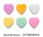 Valentines Candy Hearts Isolated on White Background.