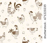 Seamless Pattern With Chickens  ...
