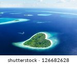 Maldivian island in the shape of heart