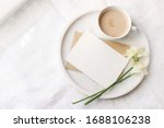 breakfast in bed mockup scene... | Shutterstock . vector #1688106238