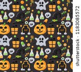 seamless pattern with halloween ... | Shutterstock .eps vector #1183085572