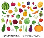 set of vegetables  fruits and... | Shutterstock .eps vector #1494807698