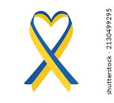 ribbon flag ukraine in heart... | Shutterstock .eps vector #2130499295