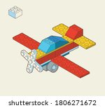 Airplane Made By Blocks. Toy...